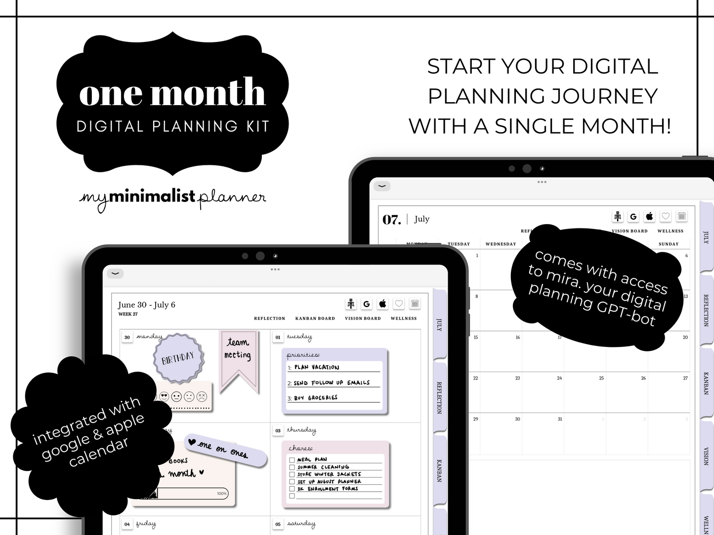 August 2025 - Monthly Minimalist Digital Planner