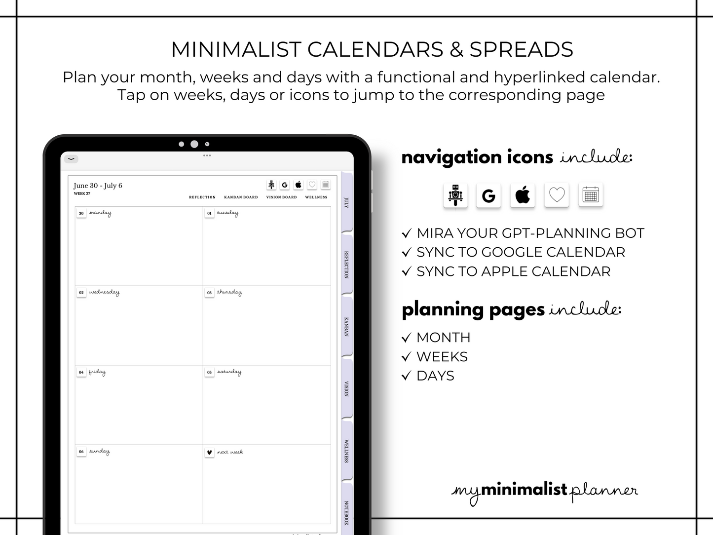 August 2025 - Monthly Minimalist Digital Planner