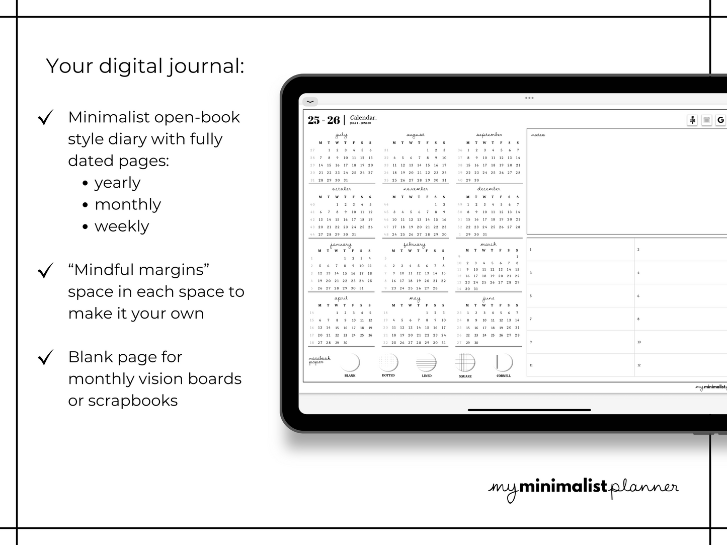 25-26 Minimalist Digital Diary