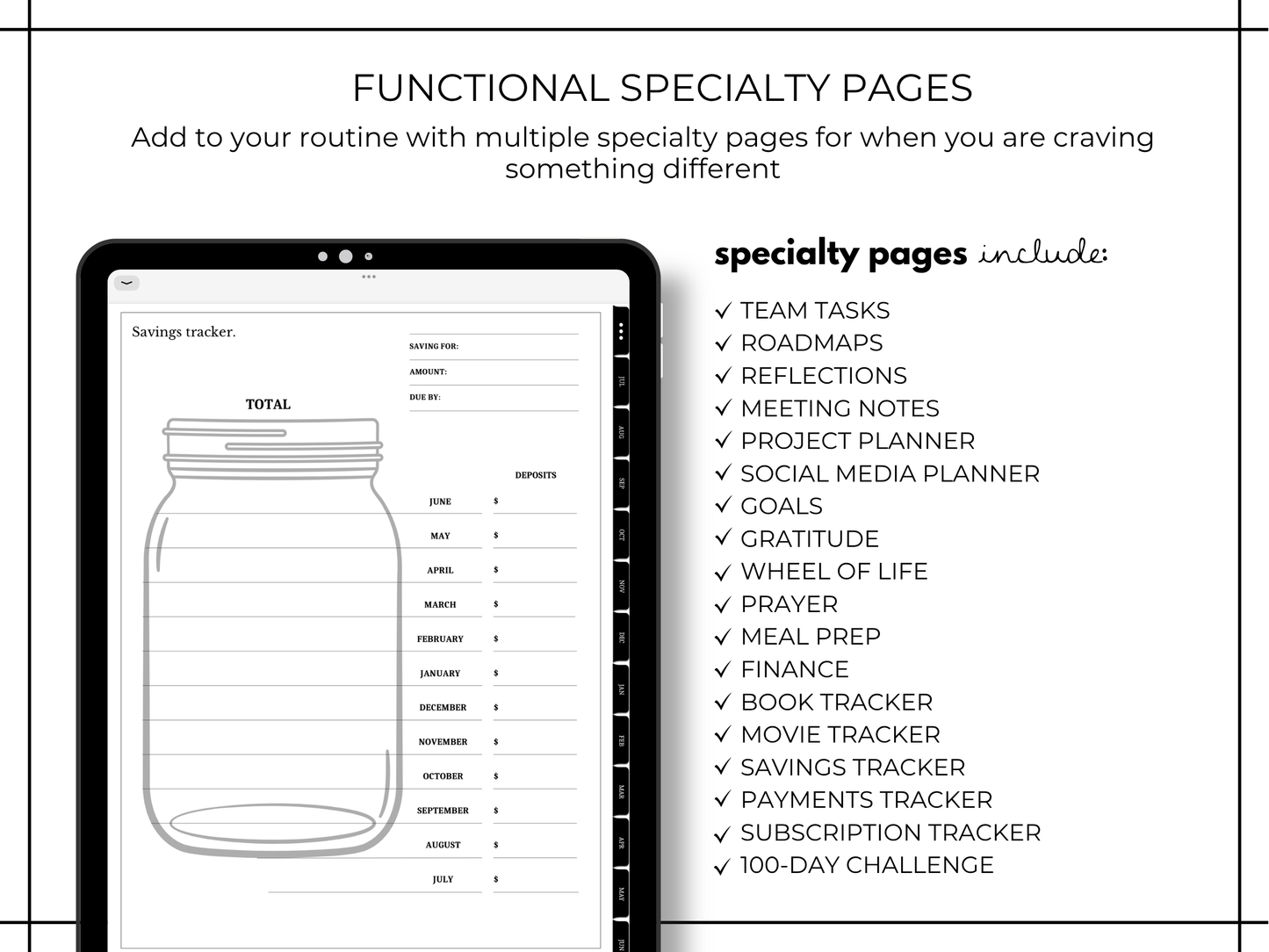 2025 - 2026 Minimalist Mid Year Digital iPad Planner, Sync with Apple + Google Calendar, Monthly Weekly Daily Pages, Sticker Book