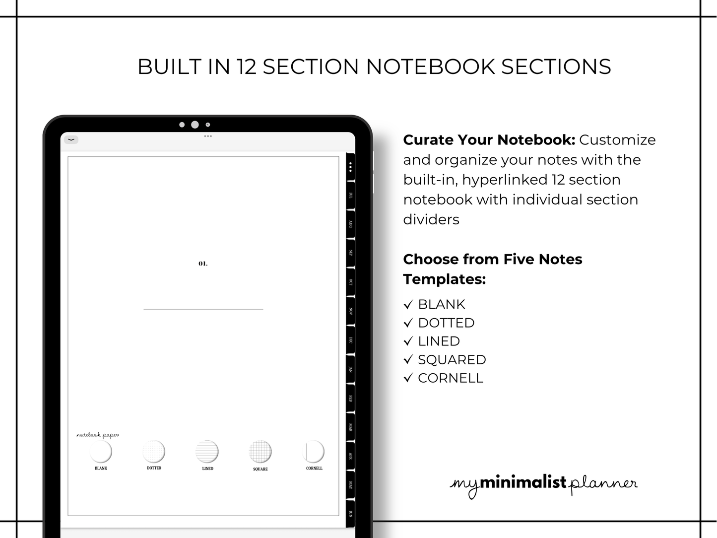 2025 - 2026 Minimalist Mid Year Digital iPad Planner, Sync with Apple + Google Calendar, Monthly Weekly Daily Pages, Sticker Book