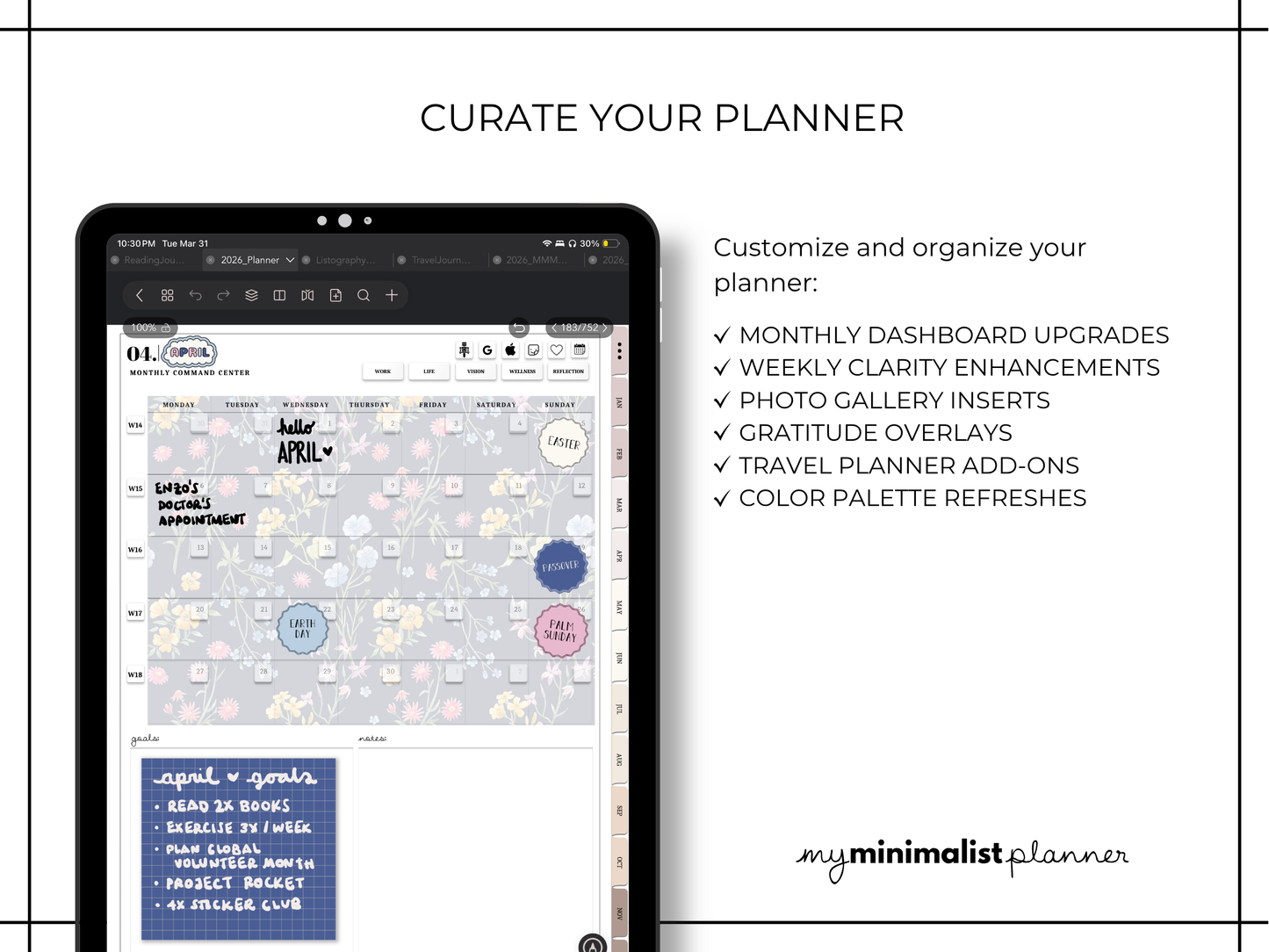 April Digital Planner Template Kit