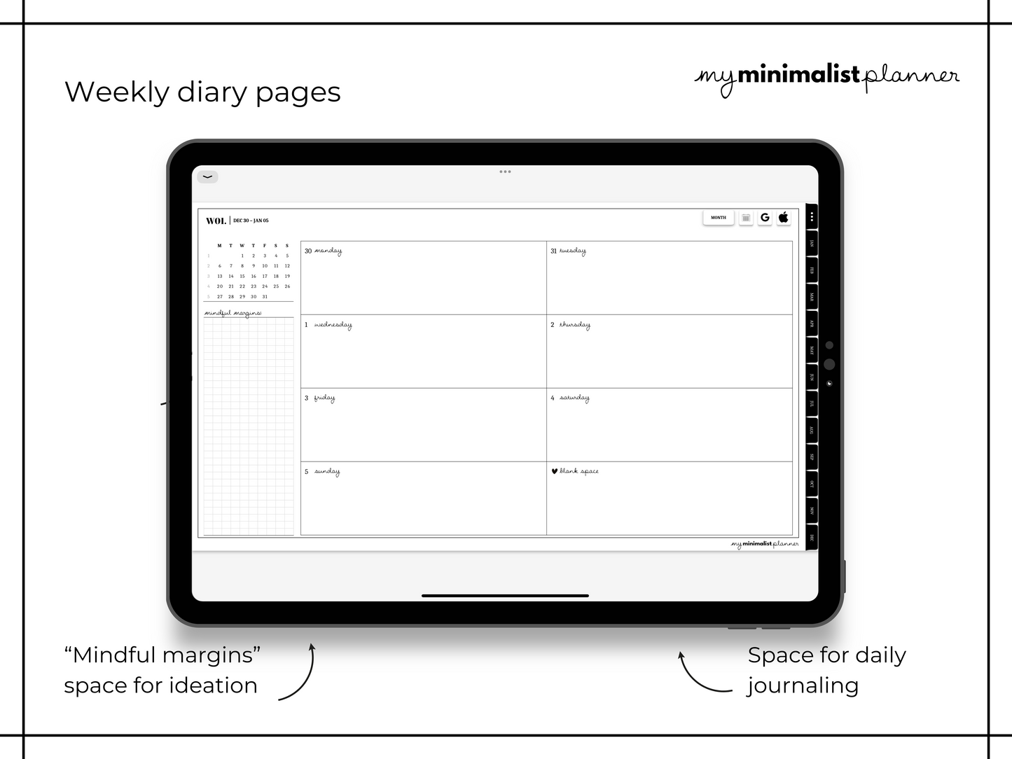 2025 Minimalist Digital Diary / Journal Log, Tracker, Scrapbook, Quote Collection, Notes Template
