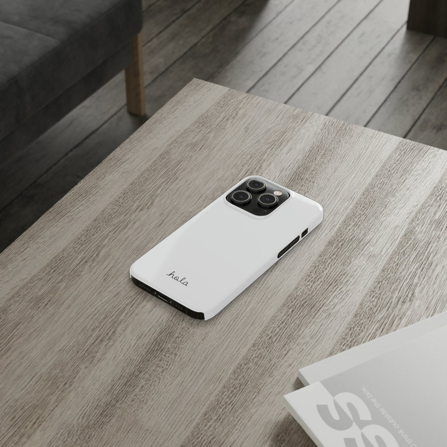 Minimalist iPhone Hola Case White iPhone 14, 13, 12, 11, X (Pro, Slim, Mini, MAX and Plus)