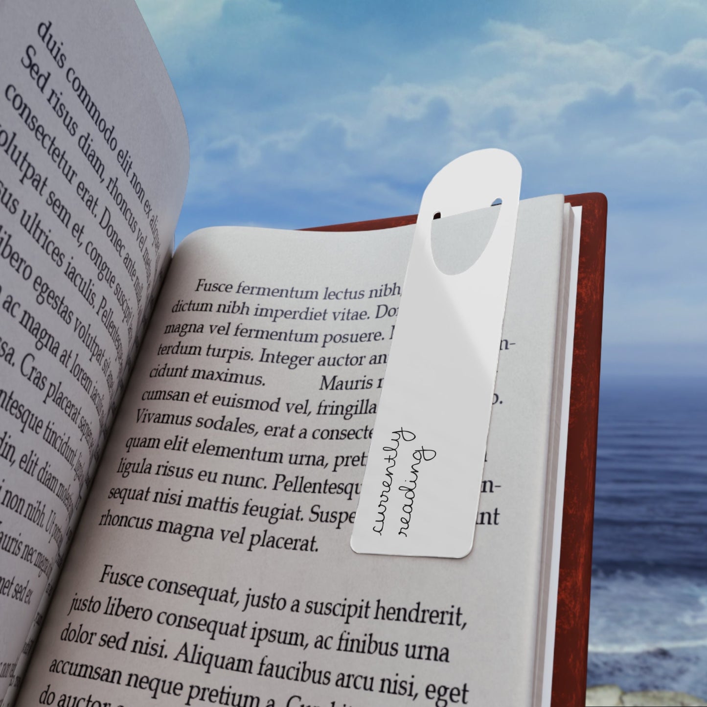 Minimalist Currently Reading Bookmark, White Luxury Metallic Page Markers