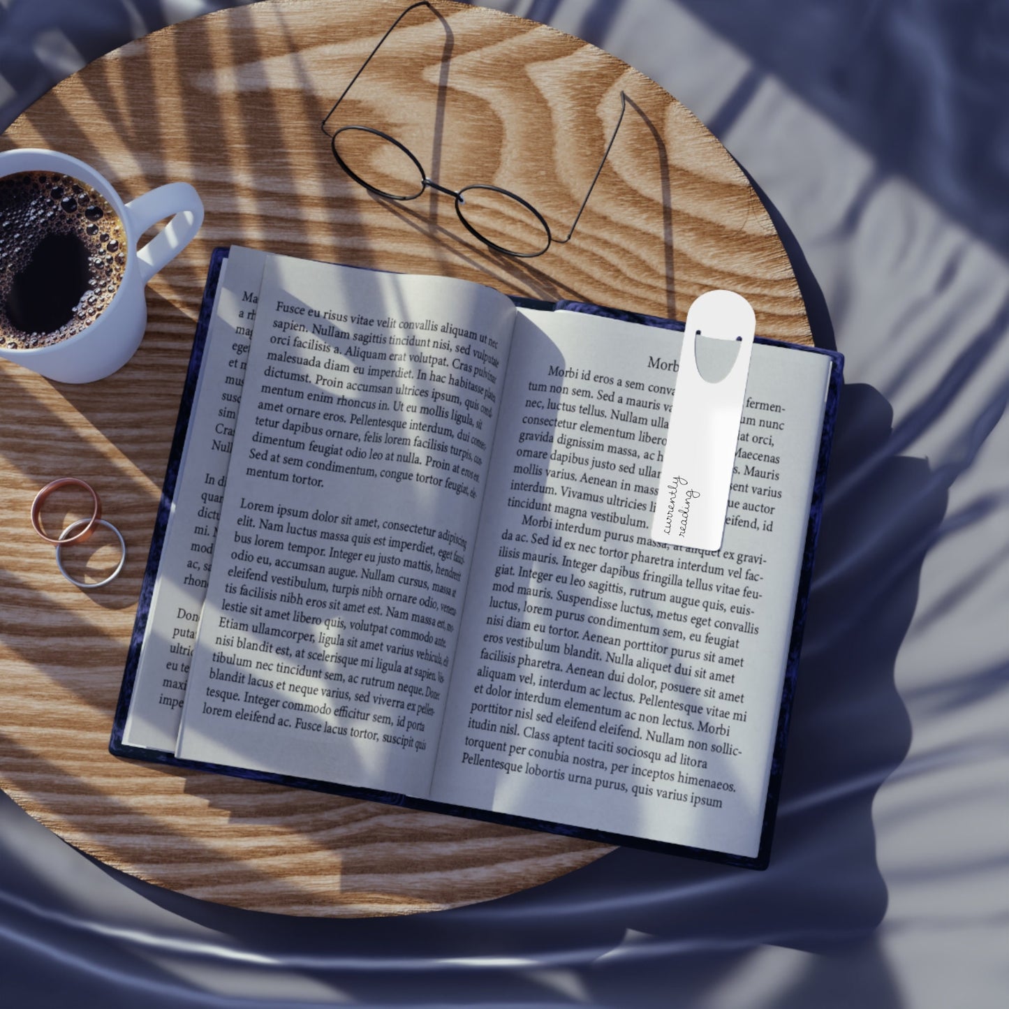 Minimalist Currently Reading Bookmark, White Luxury Metallic Page Markers