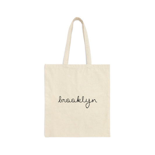 Minimalist Brooklyn CanvasTote Bag, Black & White City-Inspired Reusable Shopping