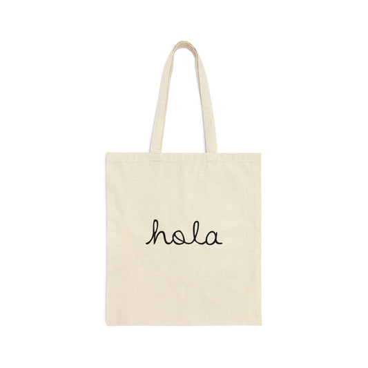 Minimalist Hola Cotton Tote Bag, Black & White City-Inspired Reusable Shopping Book Bag