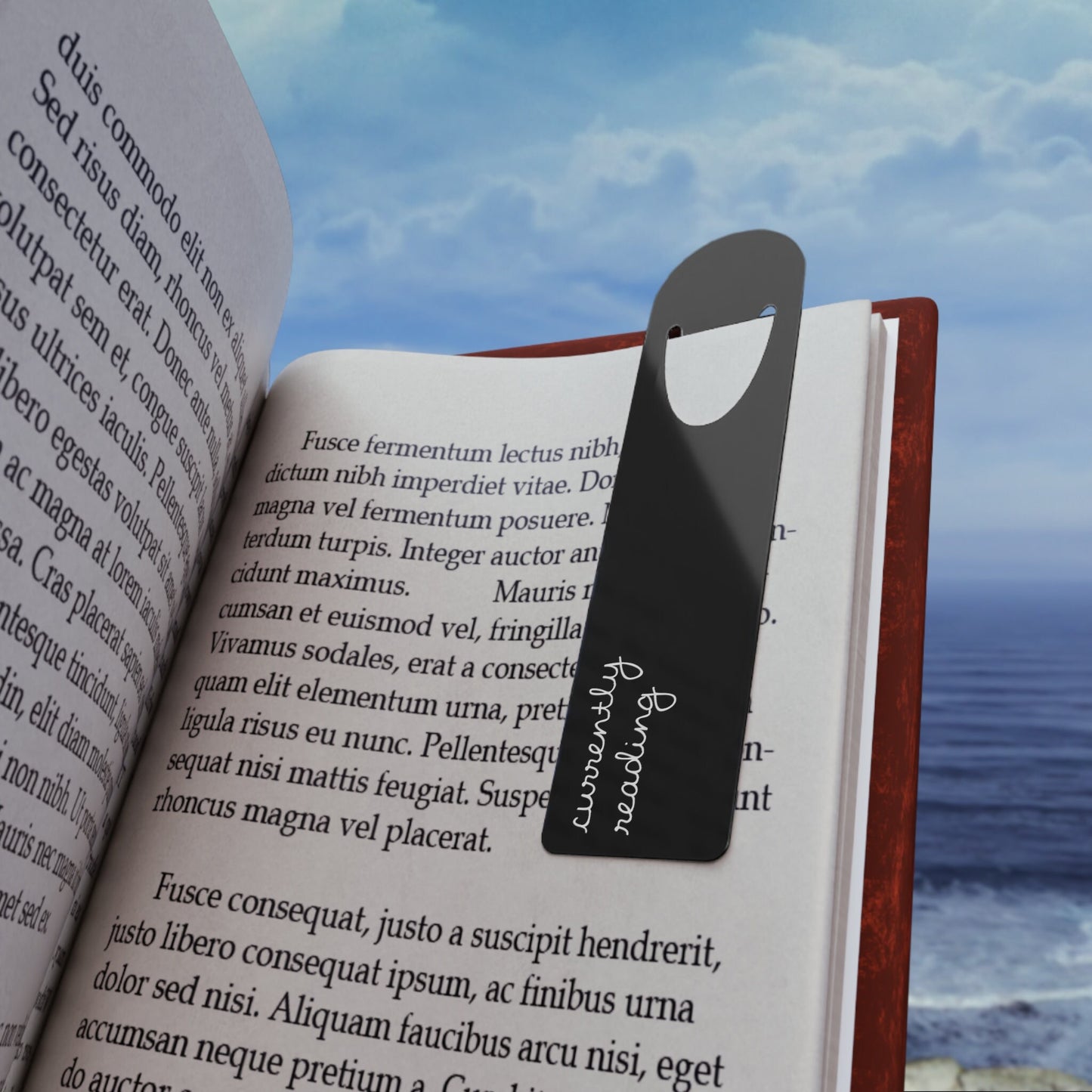 Minimalist Currently Reading Bookmark, Black Luxury Metallic Page Markers