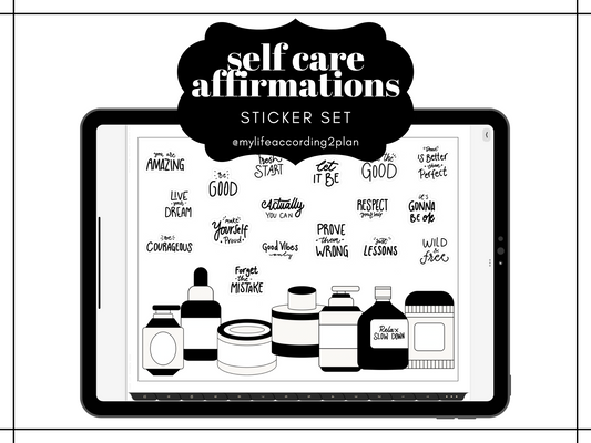 Minimalist Everyday Stickers, Affirmation and Self Care Sticker Set, Labels, Digital Planner Stickers, GoodNotes 5 Elements, Precropped