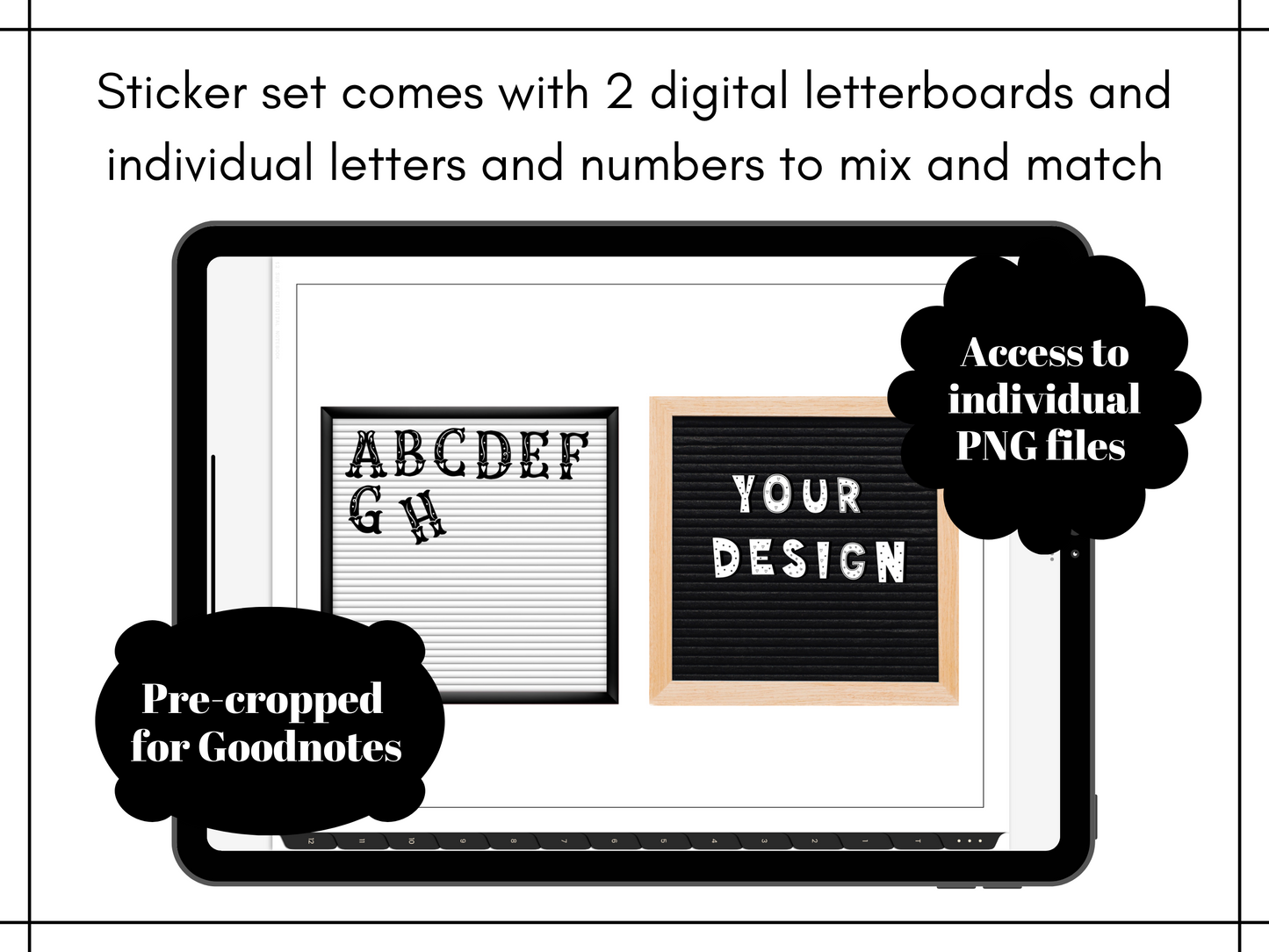 Minimalist Stickers, Letterboard Sticker Set, Letters & Numbers Board Stickers, Digital Planner Stickers, GoodNotes 5 Elements, Precropped
