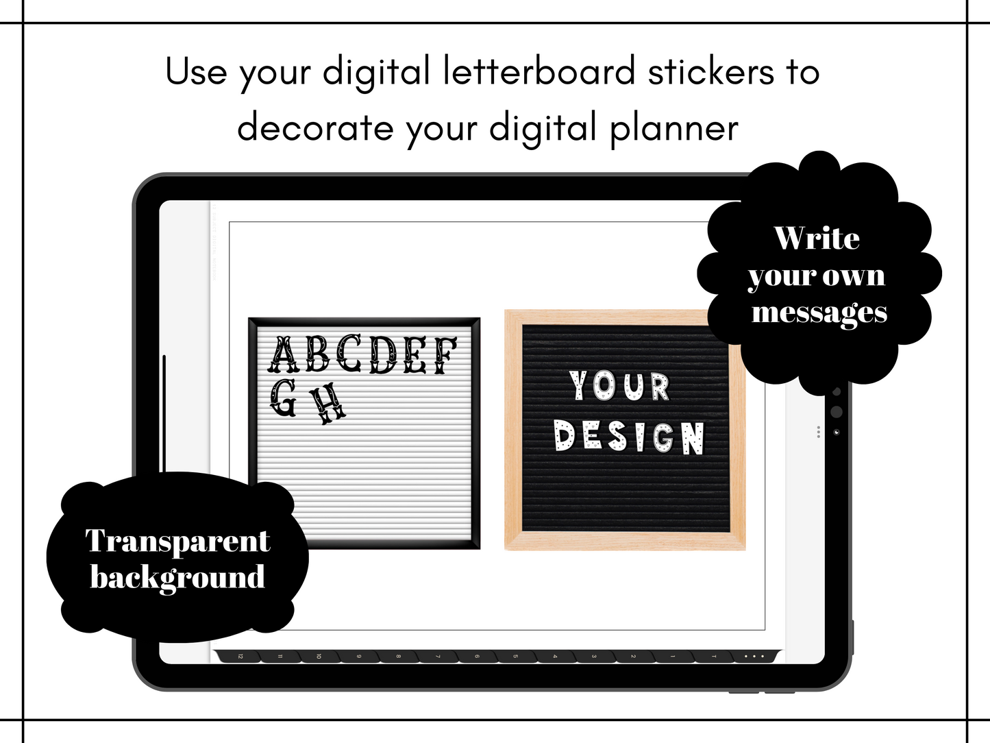 Minimalist Stickers, Letterboard Sticker Set, Letters & Numbers Board Stickers, Digital Planner Stickers, GoodNotes 5 Elements, Precropped