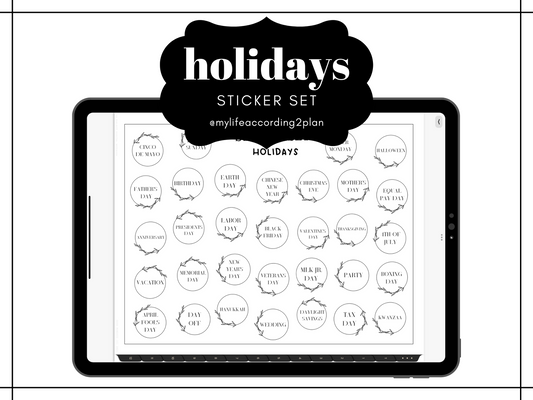 Minimalist Holiday Stickers, Planning and Bujo Labels Sticker Set, Digital Planner Stickers, GoodNotes 5 Elements, Precropped