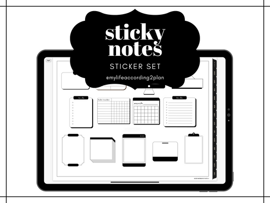 Minimalist Everyday Stickers, Sticky Notes and Inserts Sticker Set, Digital Planner Stickers, Inserts, GoodNotes 5 Elements, Precropped