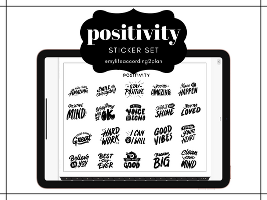 Minimalist Everyday Stickers, Positivity Labels Sticker Set, Digital Planner Stickers, GoodNotes 5 Elements, Precropped