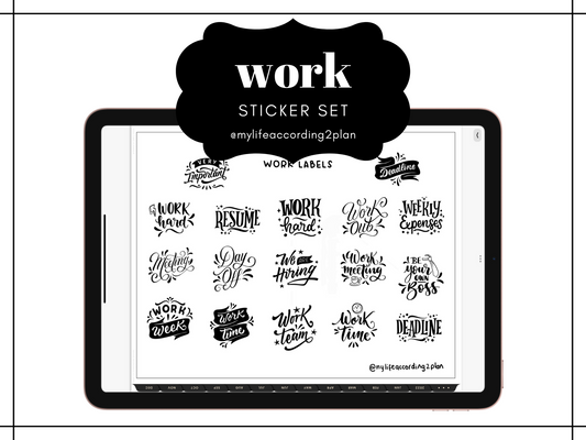 Minimalist Everyday Stickers, Work Labels Sticker Set, Digital Planner Stickers, GoodNotes 5 Elements, Precropped