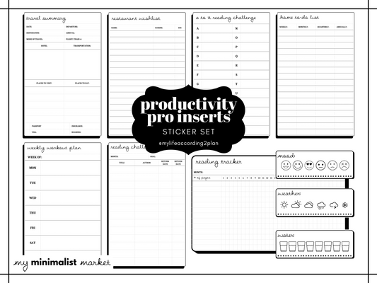 Minimalist Everyday Inserts Pro Sticker Pack, Planning and Bujo Sticker Set, Digital Planner Stickers, GoodNotes 5 Elements, Precropped