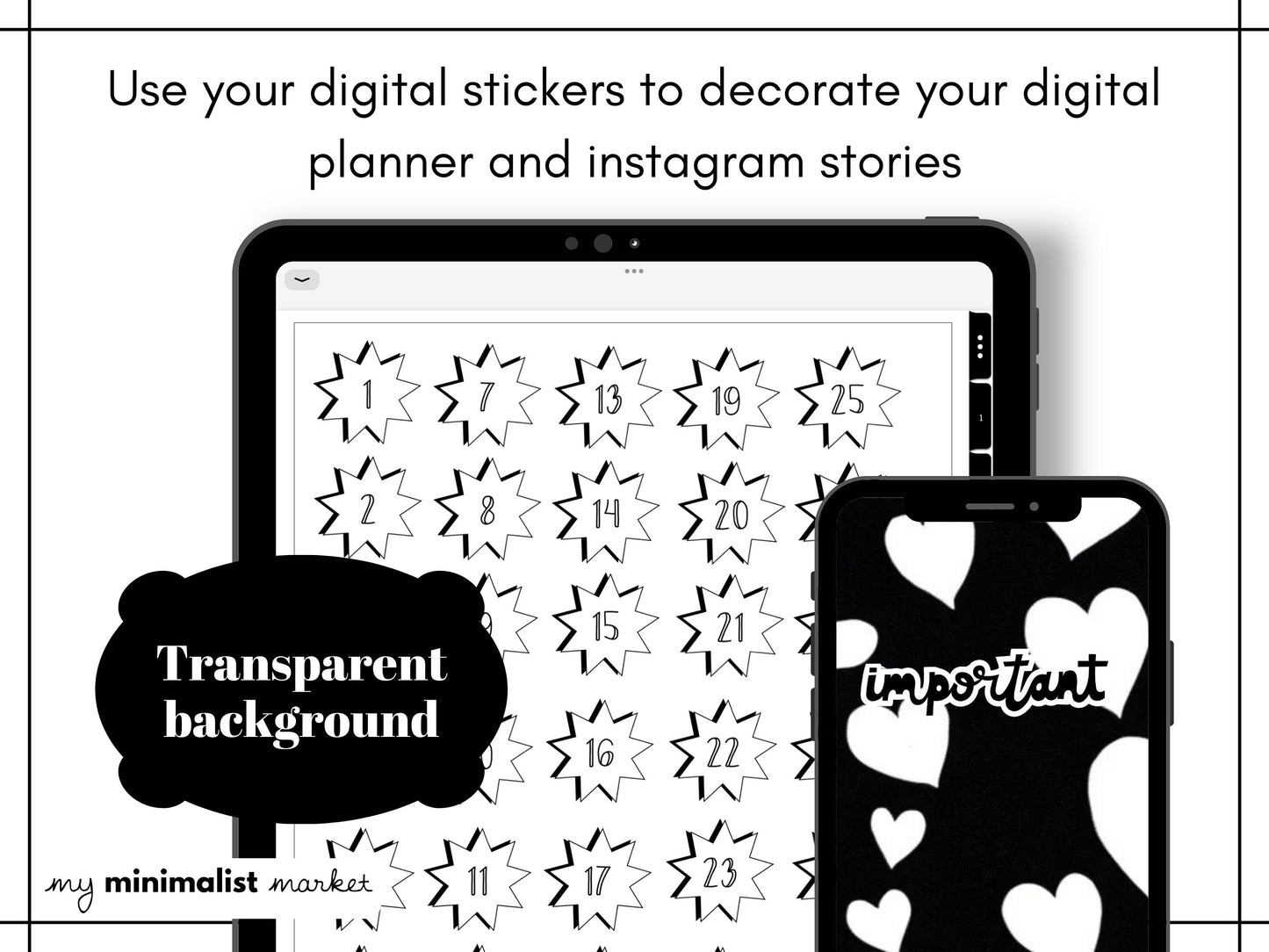 Minimalist Daily Planning Set Stickers, Planning and Bujo Labels Sticker Set, Digital Planner Stickers, GoodNotes 5 Elements, Precropped