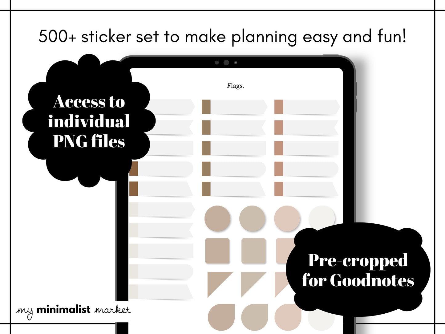 Everything Sticker Set "Boho Collection", Digital Planning & Bujo, Labels, Seasons, Holidays, Self Care, Icons and Post-its, Precropped
