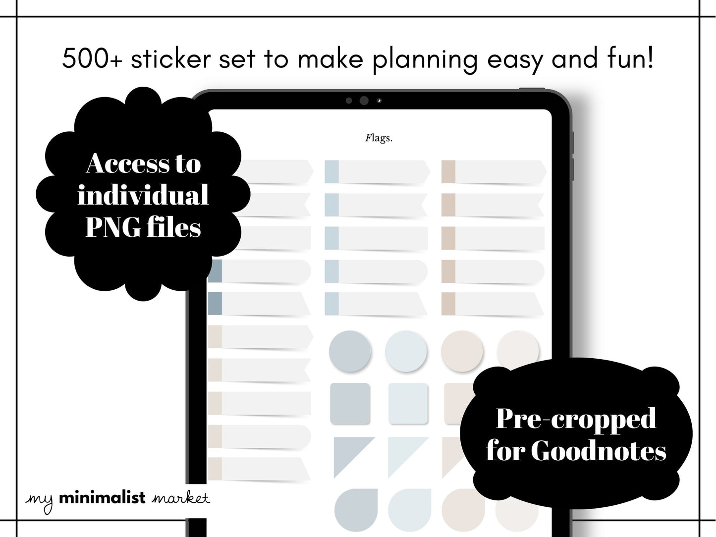 Everything Sticker Set "Blue Salts Collection", Digital Planning & Bujo, Labels, Seasons, Holidays, Self Care, Icons, Post-its, Precropped