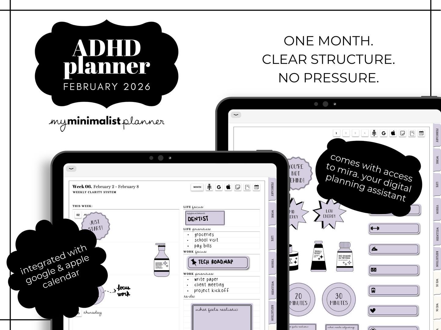 February 2026 - Monthly ADHD Digital Planner