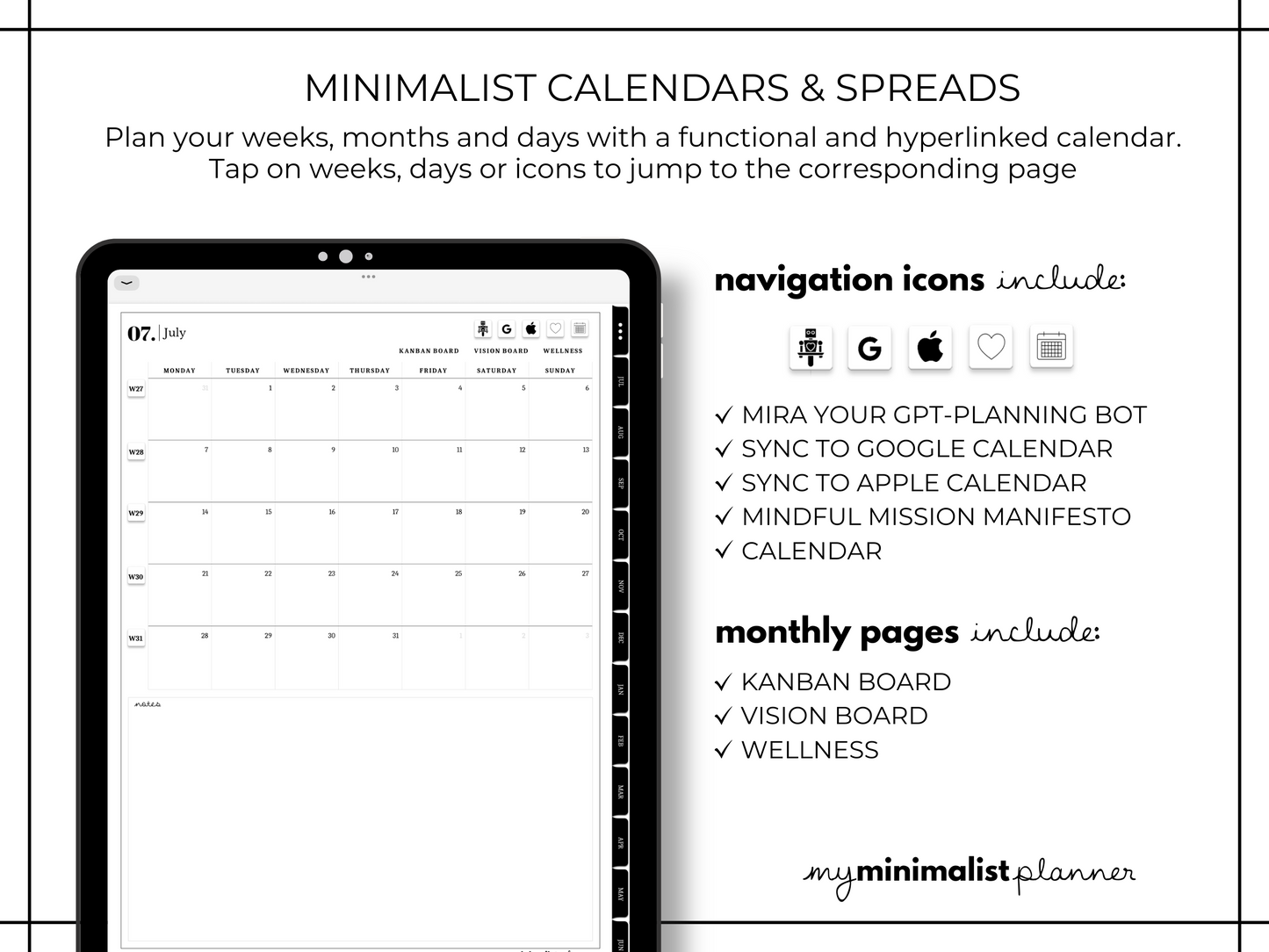 2025 - 2026 Minimalist Mid Year Digital Planner - Boho
