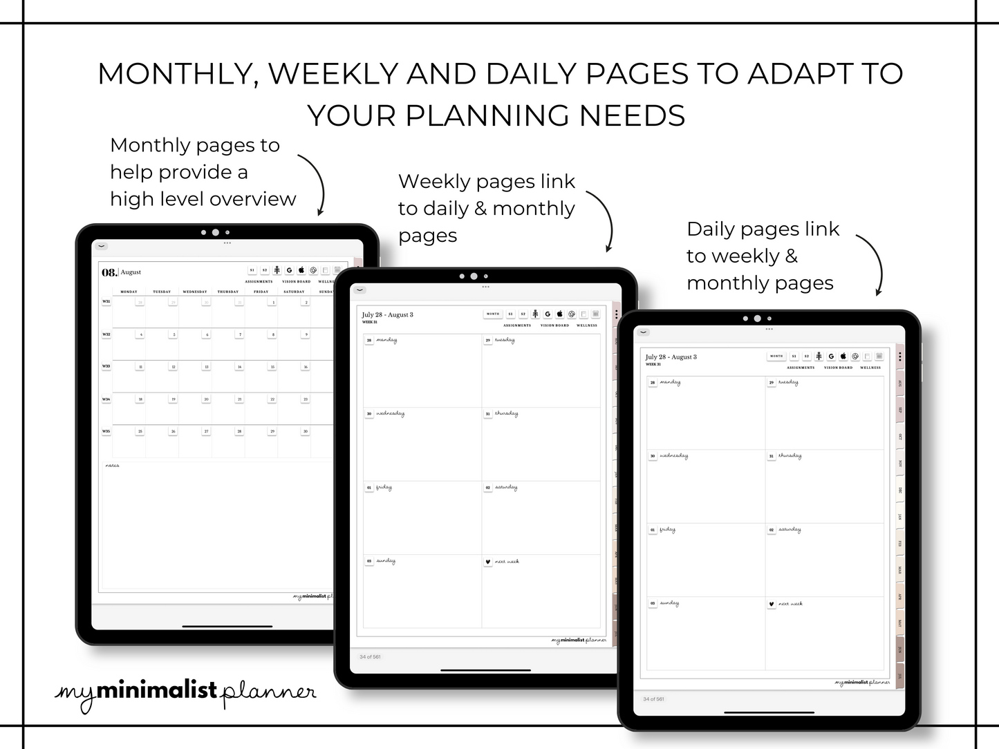 2025 - 2026 Minimalist Mid Year Digital Planner - Boho