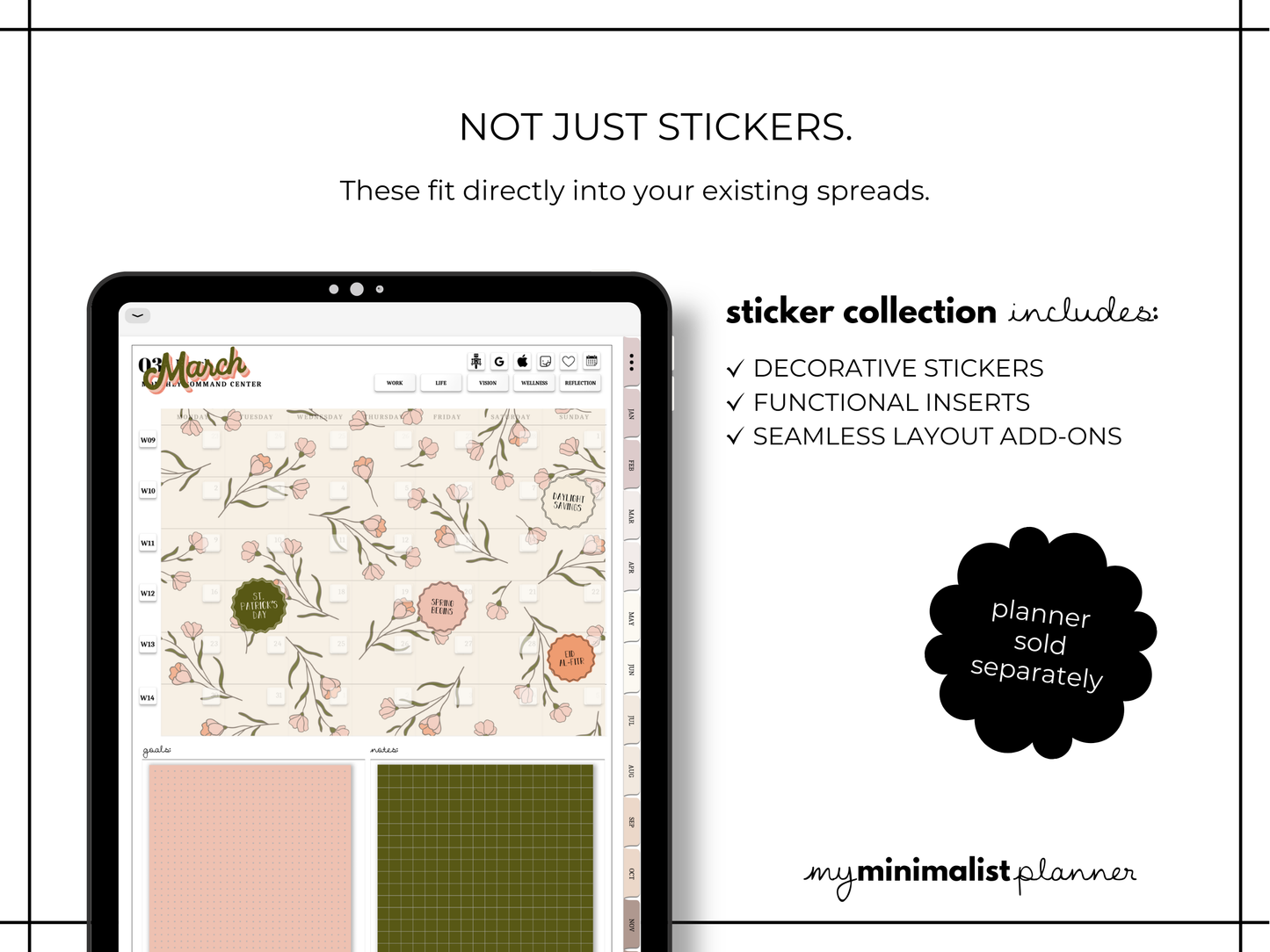 March Digital Planner Template Kit