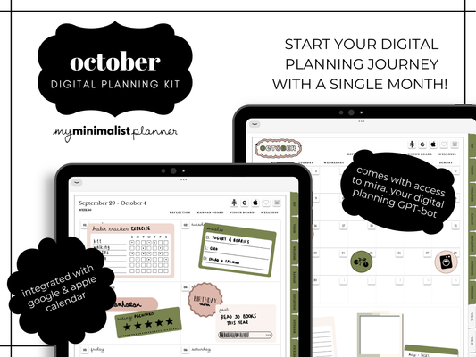 October 2025 - Monthly Minimalist Digital Planner