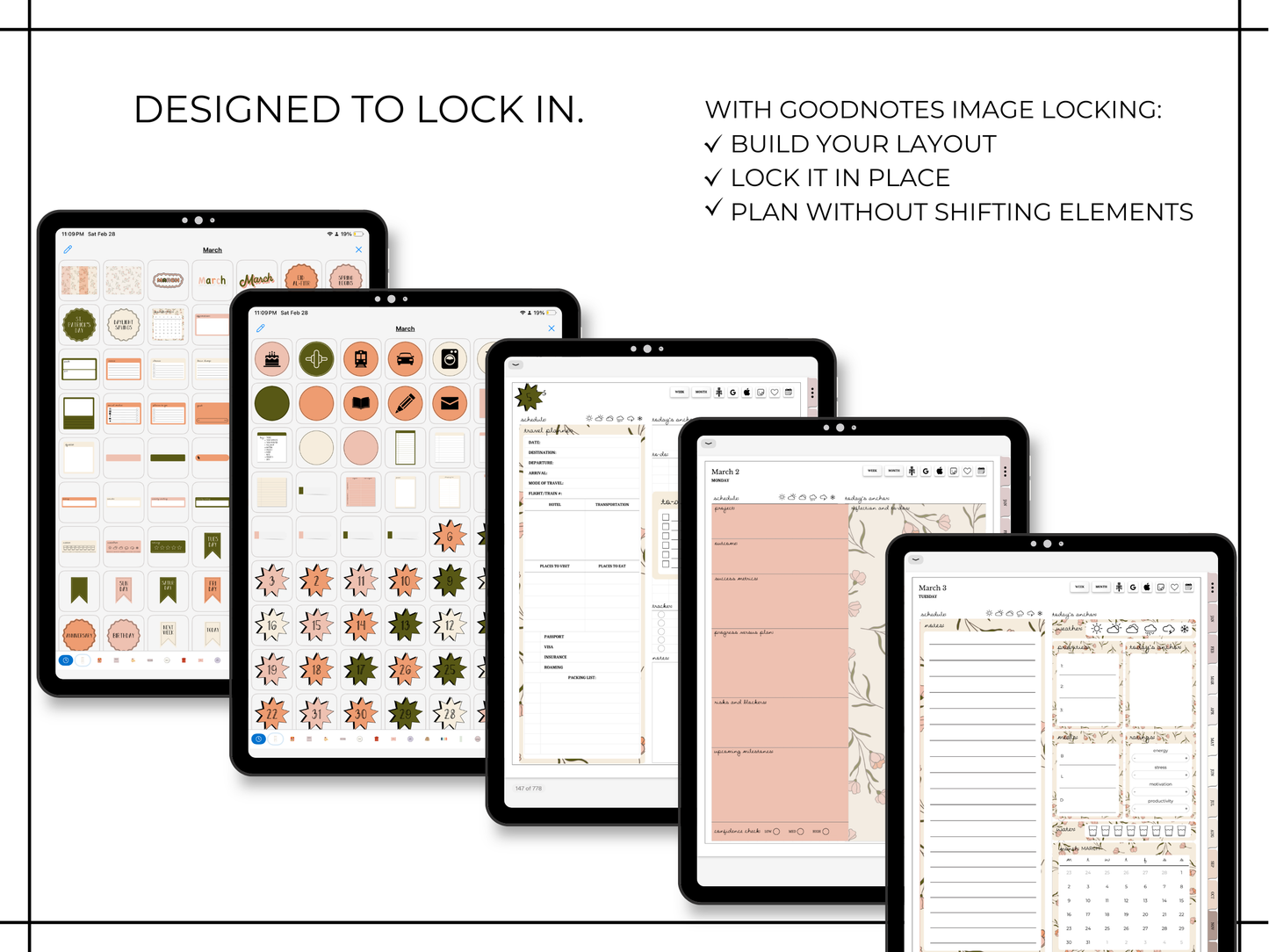 March Digital Planner Template Kit