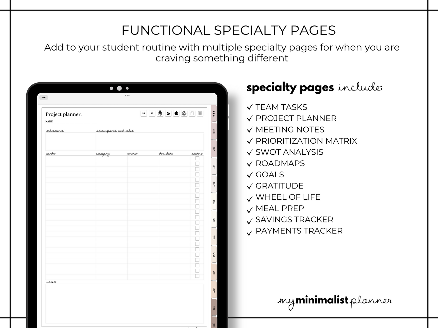 2025 - 2026 Minimalist Mid Year Digital Planner - Boho