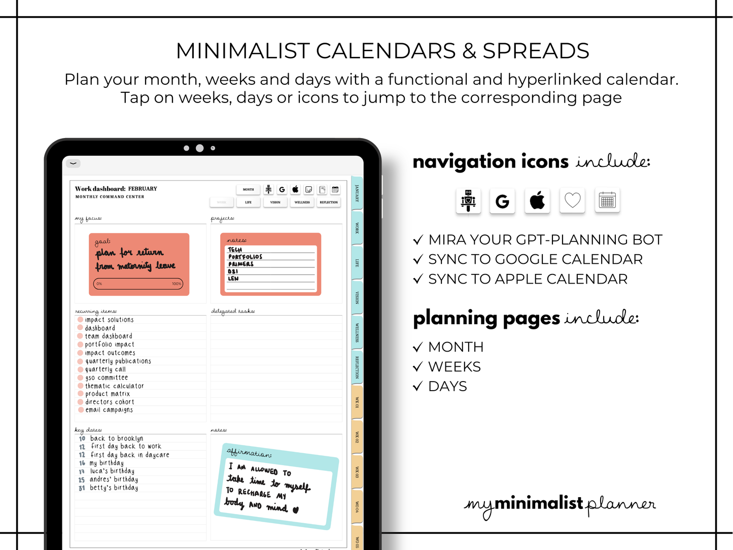 February 2026 - Monthly Minimalist Digital Planner