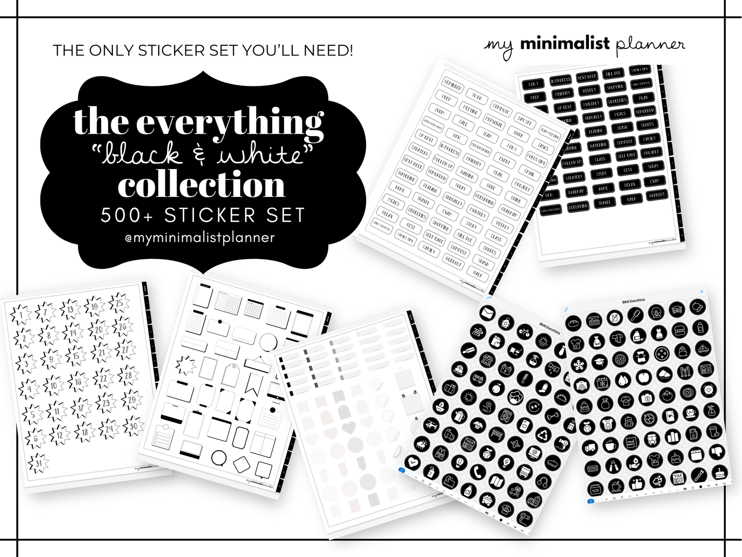 Everything Sticker Set "Black and White Collection"