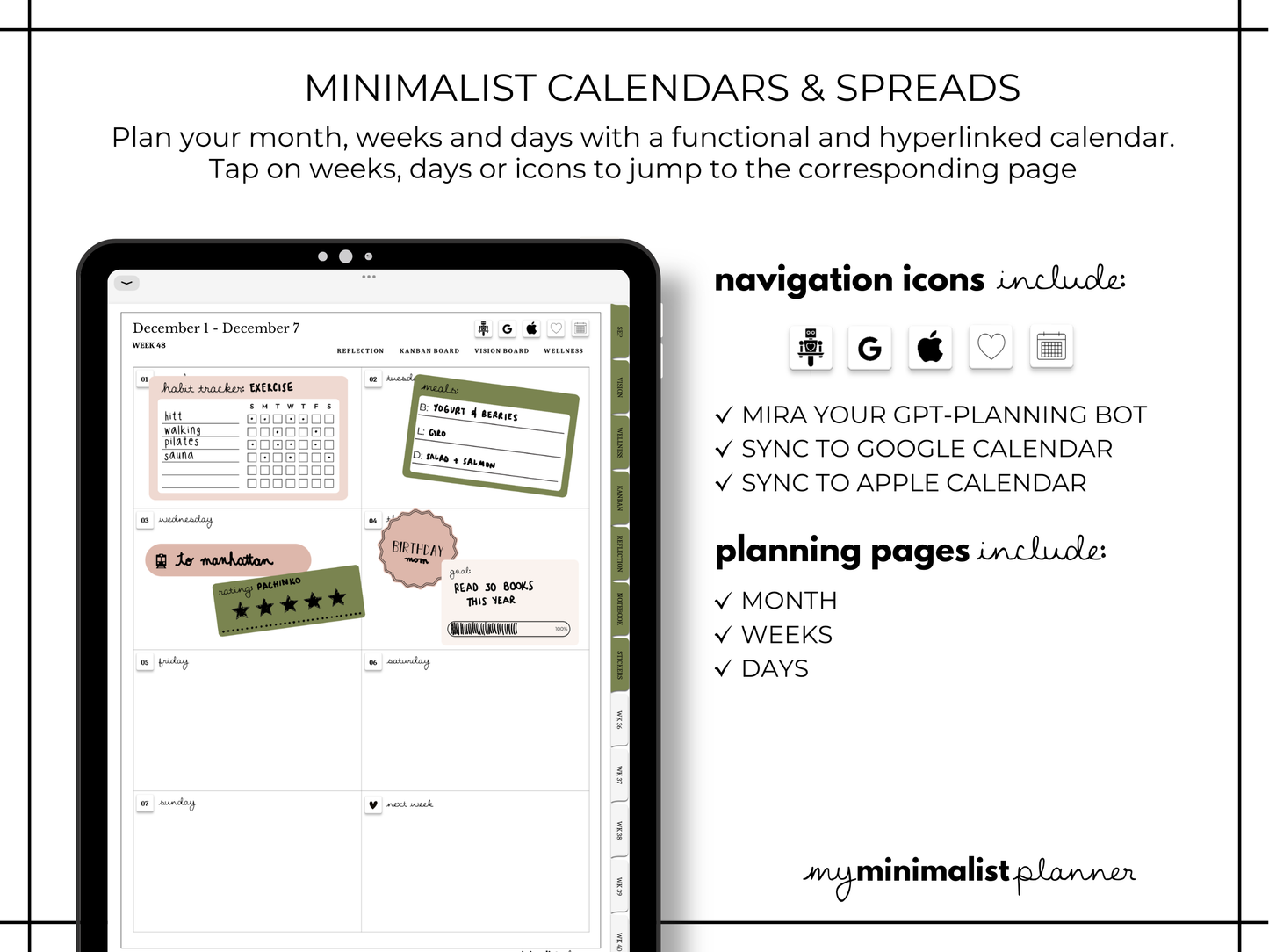 December 2025 - Monthly Minimalist Digital Planner