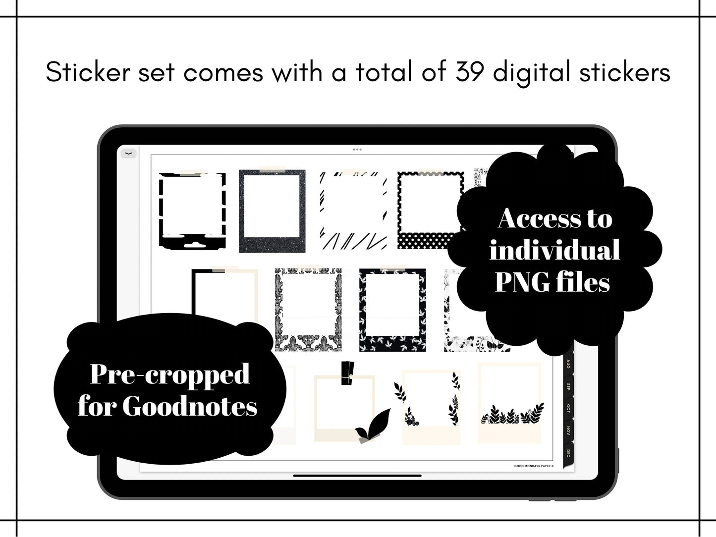 Minimalist Everyday Stickers, Polaroids Sticker Set, Digital Planner Stickers, Inserts, GoodNotes 5 Elements, Precropped