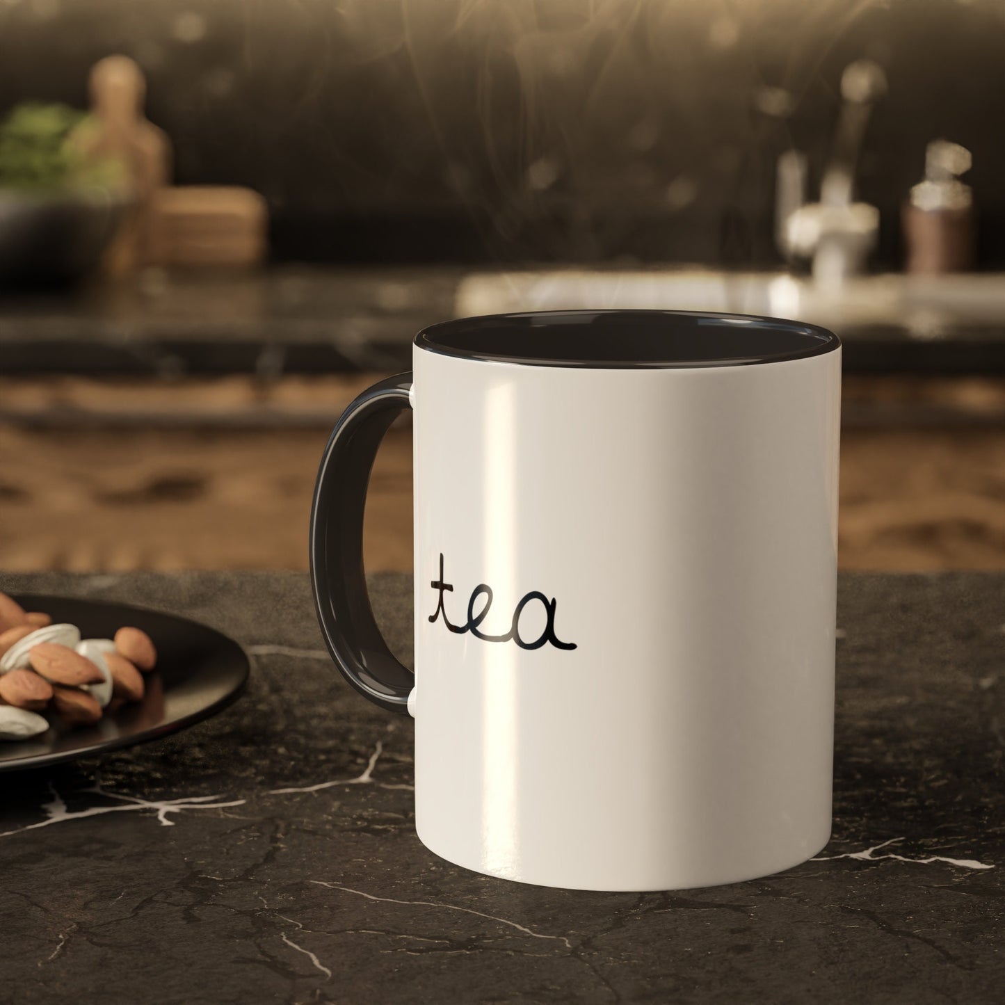 Minimalist Luxury Tea Mug, Black & White Ceramic Tea Cup, Modern Monochrome Espresso