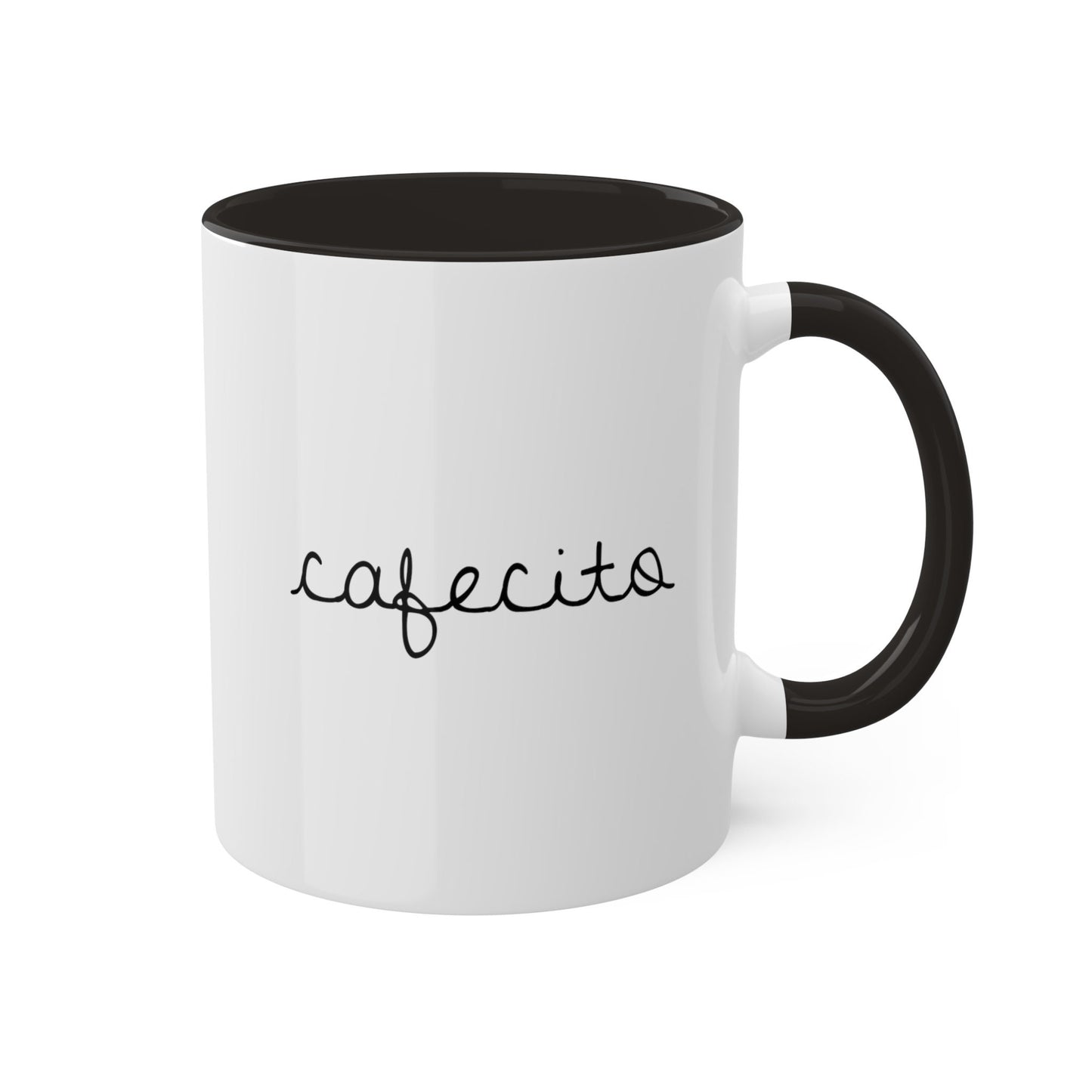 Minimalist Luxury Cafecito Coffee Mug, Black & White Ceramic Tea Cup, Modern Monochrome Espresso