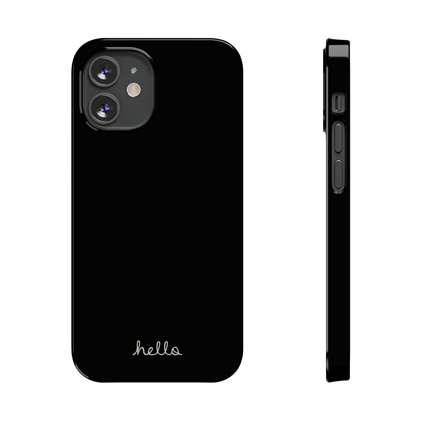 Minimalist iPhone Hello Case Black iPhone 14, 13, 12, 11, X (Pro, Slim, Mini, MAX and Plus)