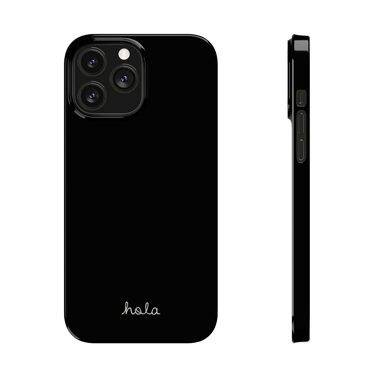 Minimalist iPhone Hola Case Black iPhone 14, 13, 12, 11 (Pro, Slim, Mini, MAX and Plus)