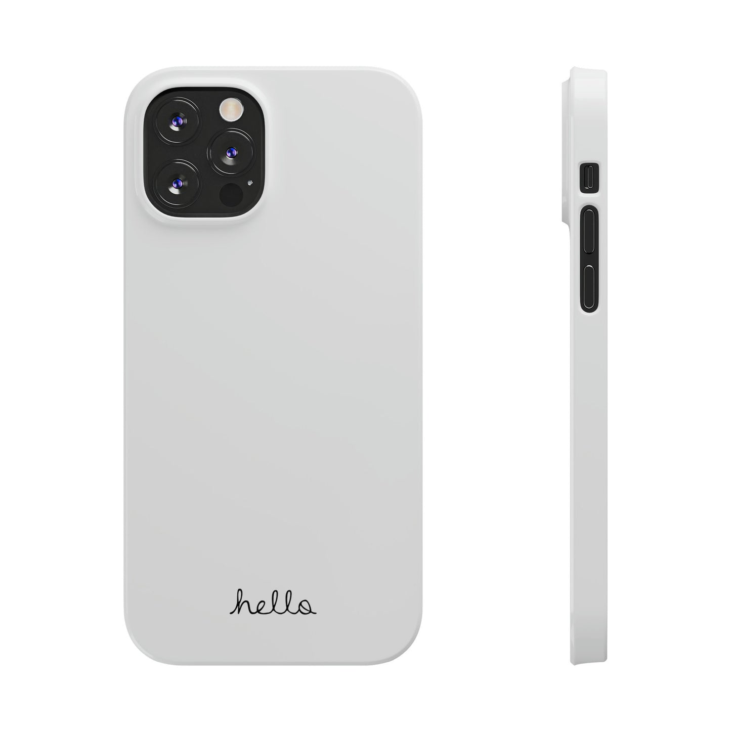 Minimalist iPhone Hello Case White iPhone 14, 13, 12, 11, X (Pro, Slim, Mini, MAX and Plus)