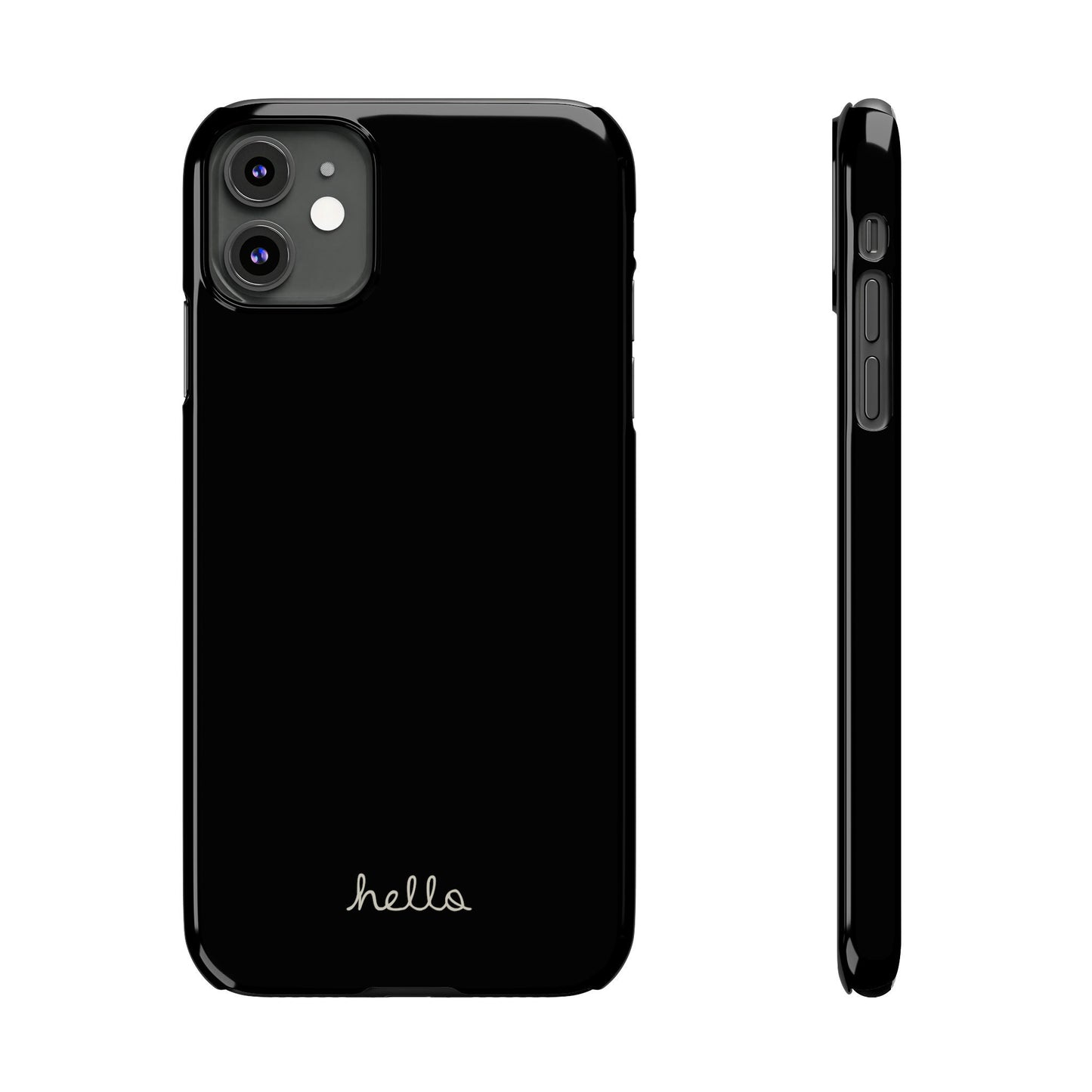 Minimalist iPhone Hello Case Black iPhone 14, 13, 12, 11, X (Pro, Slim, Mini, MAX and Plus)