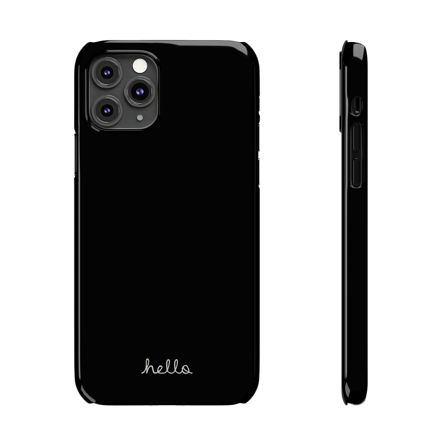 Minimalist iPhone Hello Case Black iPhone 14, 13, 12, 11, X (Pro, Slim, Mini, MAX and Plus)