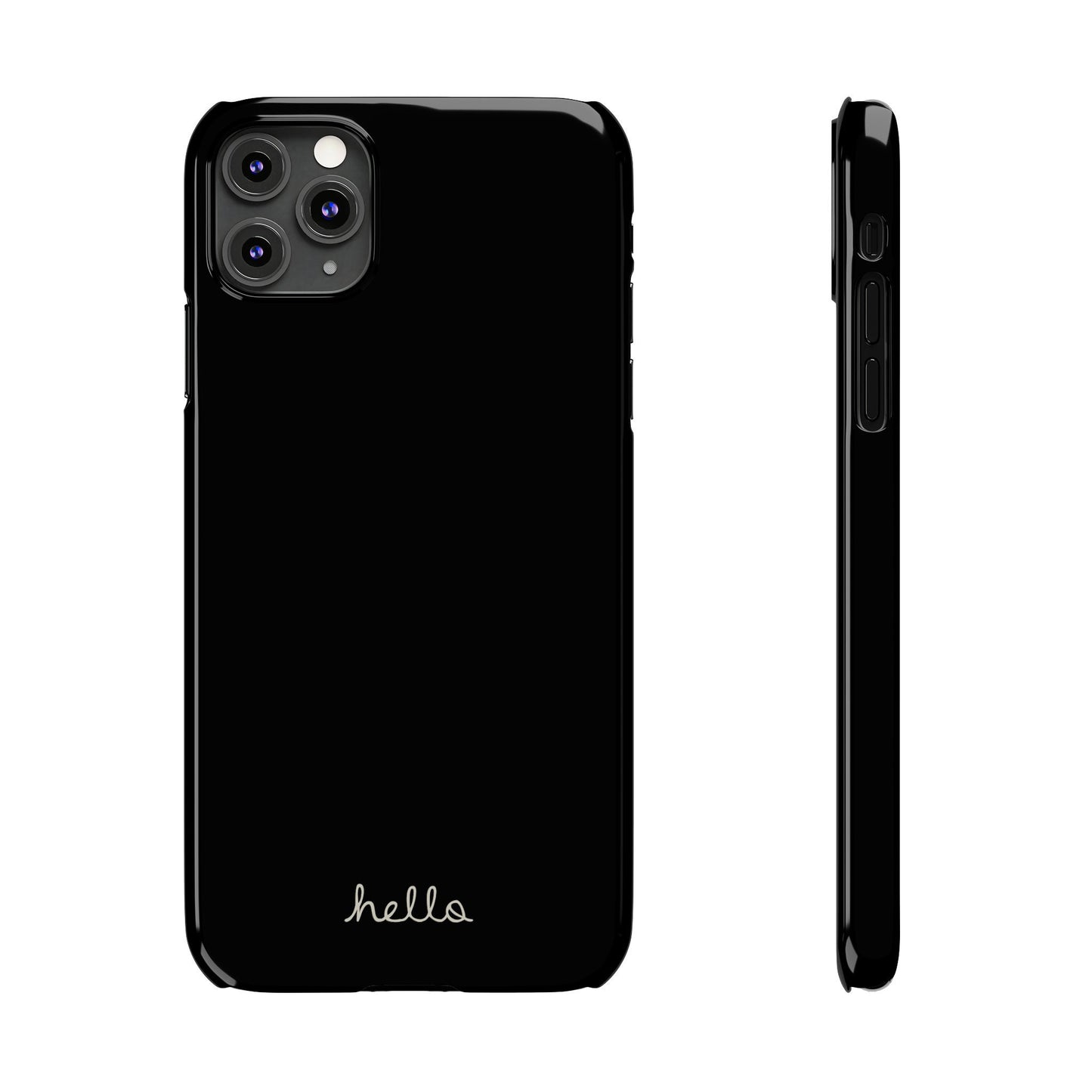 Minimalist iPhone Hello Case Black iPhone 14, 13, 12, 11, X (Pro, Slim, Mini, MAX and Plus)