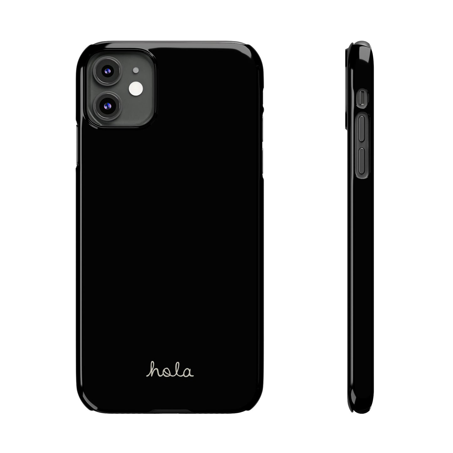 Minimalist iPhone Hola Case Black iPhone 14, 13, 12, 11 (Pro, Slim, Mini, MAX and Plus)