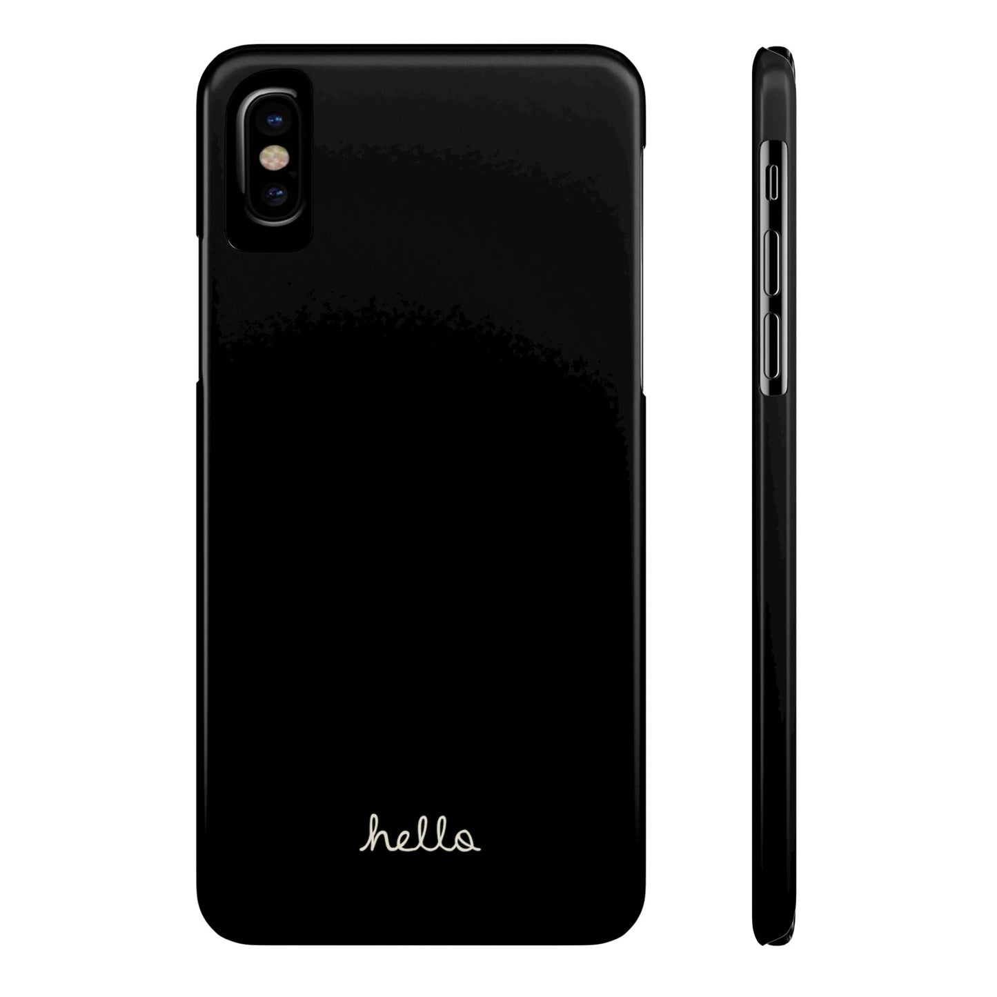 Minimalist iPhone Hello Case Black iPhone 14, 13, 12, 11, X (Pro, Slim, Mini, MAX and Plus)