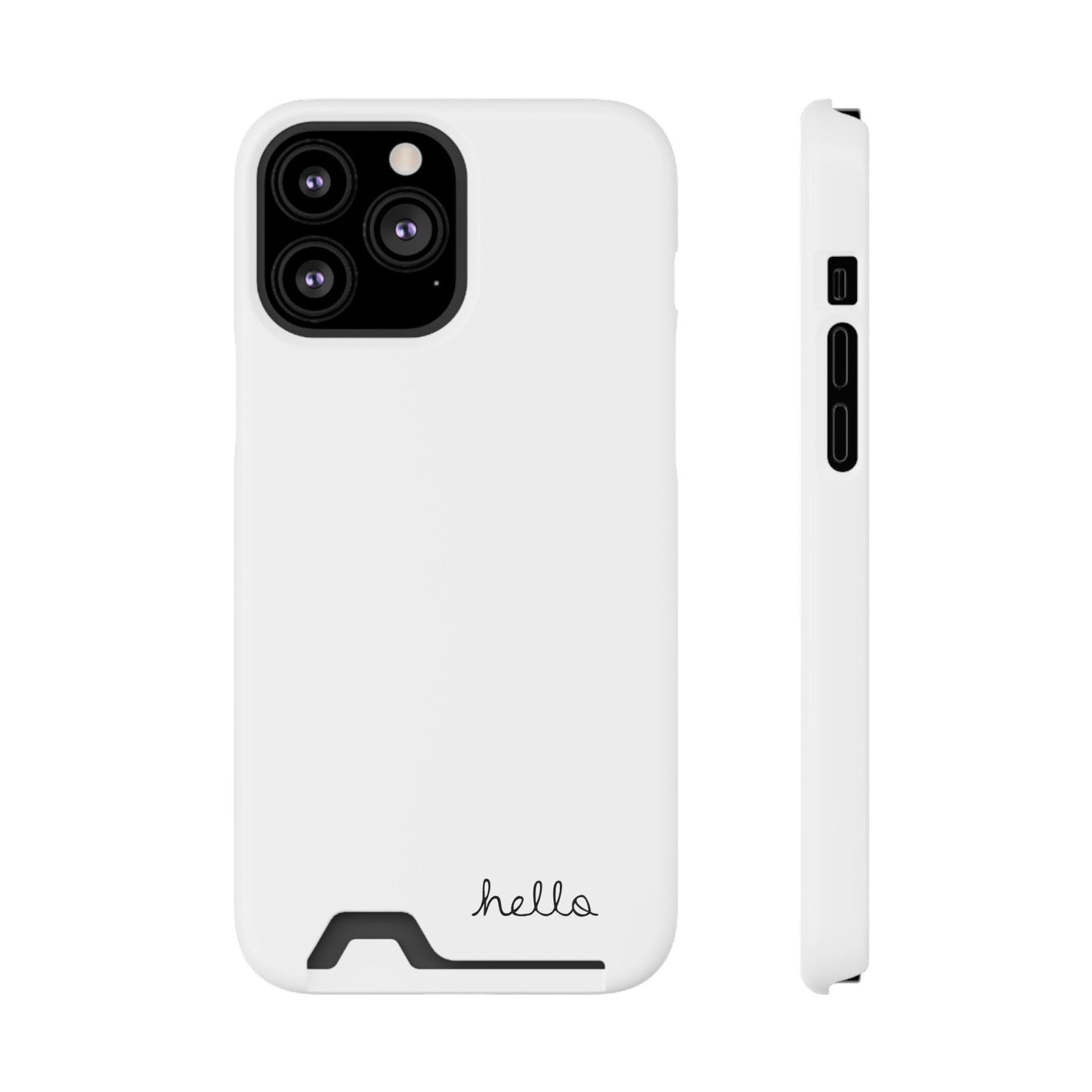 Minimalist iPhone Hello Case with Cardholder Black iPhone 12, 13 (Pro and Plus), Samsung Galaxy S21 S22 (Plus and Ultra)