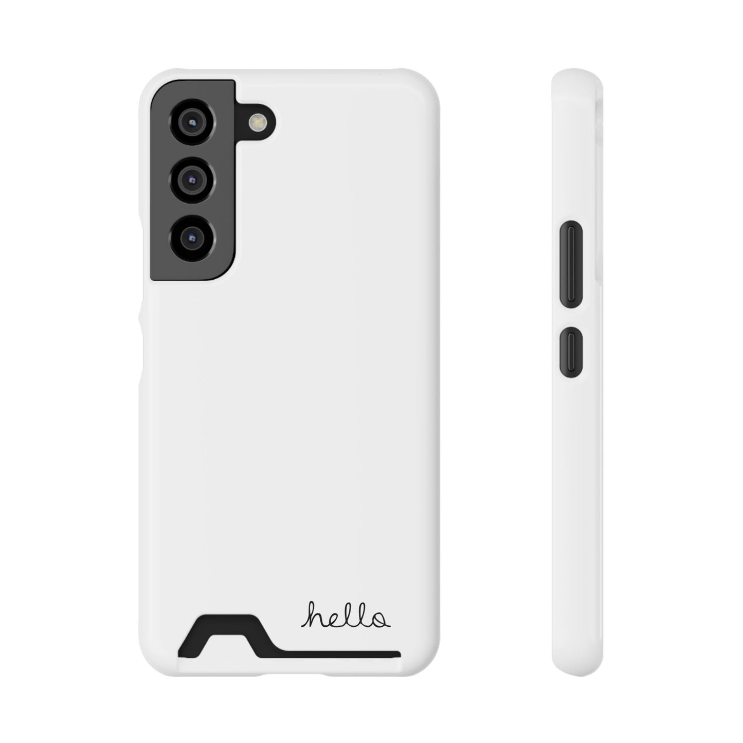 Minimalist iPhone Hello Case with Cardholder Black iPhone 12, 13 (Pro and Plus), Samsung Galaxy S21 S22 (Plus and Ultra)