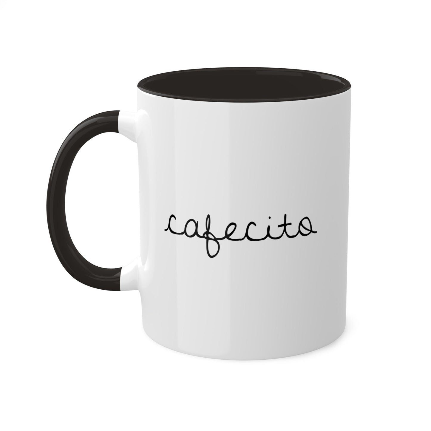 Minimalist Luxury Cafecito Coffee Mug, Black & White Ceramic Tea Cup, Modern Monochrome Espresso