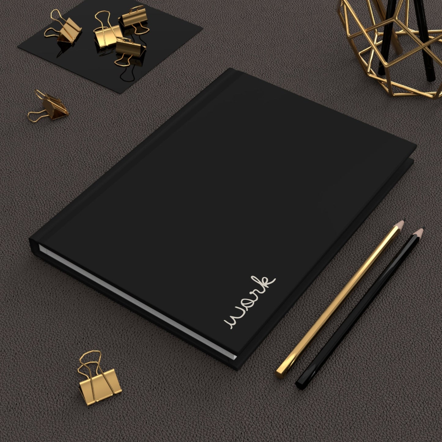 Minimalist "Work" Hardcover Notebook, Black & White Office Journal, Professional Planner Matte