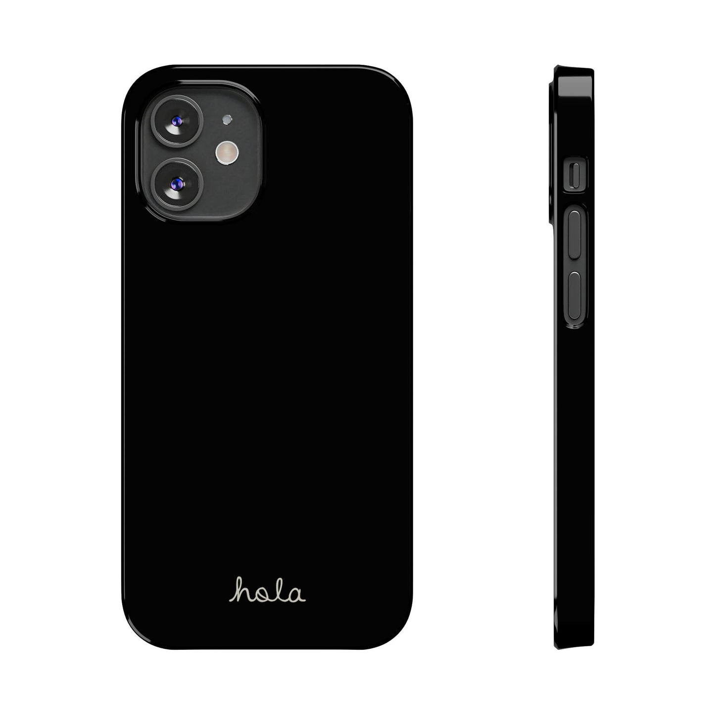 Minimalist iPhone Hola Case Black iPhone 14, 13, 12, 11 (Pro, Slim, Mini, MAX and Plus)